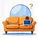 Kanapé és laptop ikon, mely a kényelmet szimbolizálja